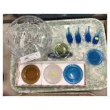 3 Footed Crystal Bowl W Decorated  Decorative