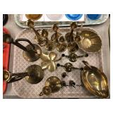 Assorted Brass Candles Stick Holders And Dish