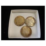 3 Peace Silver Dollars