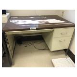 Single Pedestal Desk with Wooden Top