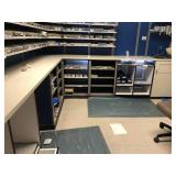 L-Shaped Unit with Shelving and Cabinets