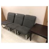 3 Upholstered Chairs and Side Table