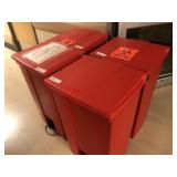 4 Red Step-on Rubbermaid Trash Can