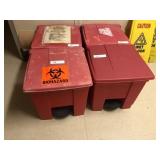 4 Red Step-on Rubbermaid Trash Can