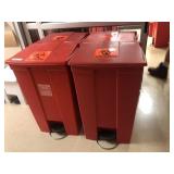 4 Red Step-on Rubbermaid Trash Can