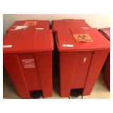 4 Red Step-on Rubbermaid Trash Can