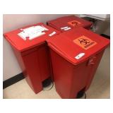 3 Red Step-on Rubbermaid Trash Can