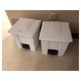 2 White Rubbermaid Step-on Trash Cans