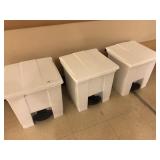3 White Rubbermaid Step-on Trash Cans
