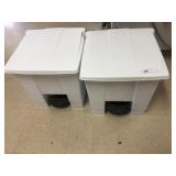 2 White Rubbermaid Step-on Trash Cans