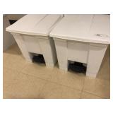 2 White Step-on Trash Cans