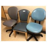 2 Upholstered Office Chairs and 1 Chair