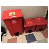 3 Rubbermaid Biohazard Containers with Foot
