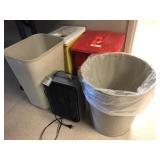 Trash Cans and Small Electric Heater