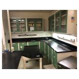 Green Metal Cabinets with Corner Sink