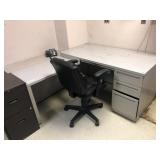 Metal Desk with Formica Top with file and chair
