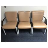 2 Tan Upholstered Waiting Room Benches