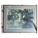 Framed and Matted Print with Canal Scene