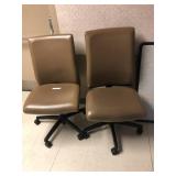 2 Tan Upholstered Office Chairs