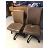 2 Tan Upholstered Office Chairs