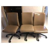 3 Tan Upholstered Office Chairs