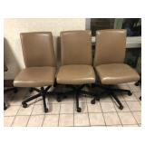 3 Tan Upholstered Adjustable Office Chairs