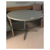 Circular Wooden Table with Metal Base