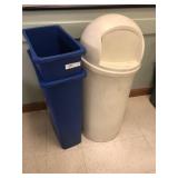2 Recycling Bins and 1 Trash Can
