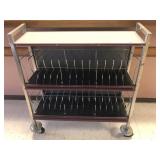 Rolling File Cart with Wire Metal Dividers