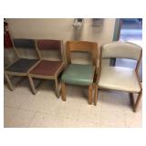 4 Various Side Chairs with wooden frames