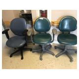 3 Various Vinyl Upholstered Rolling Chairs