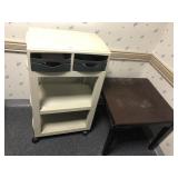 Rolling Plastic Cart with Drawers and End Table