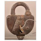 Stamped "P.R.R.Y" Railroad Lock With Key