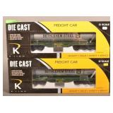 2 K-Line Die-Cast Reading Flat Cars With Steel Pip