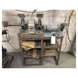2 Bench Grinders Mounted on Stand