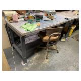 Industrial Work Desk with Lighted Magnifier