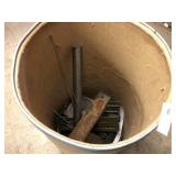 Cardboard Barrel w/Assorted Steel Scrap