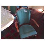 Green Upholstered Captains Style Chairs BTPx4