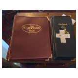 Collection of 4 Stockyard Inn Menus & Wine Glass