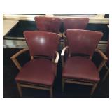 (4) Red Vintage Leather Tack Decorated Chairs