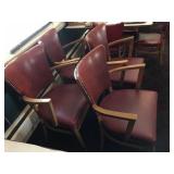 (4) Red Vintage Leather Tack Decorated Chairs