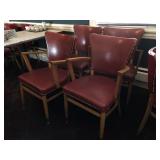 (4) Red Vintage Leather Tack Decorated Chairs