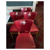 (4) Red Vintage Leather Tack Decorated Chairs