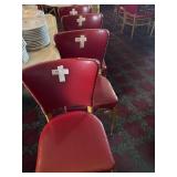 (4) Red Vintage Leather Tack Decorated Chairs