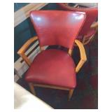 (4) Red Vintage Leather Tack Decorated Arm Chairs