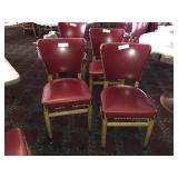 (4) Red Vintage Leather Tack Decorated Chairs