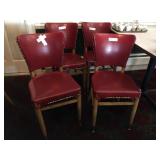 (4) Red Vintage Leather Tack Decorated Chairs