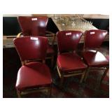 (4) Red Vintage Leather Tack Decorated Chairs