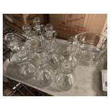 10 Glass Cruets and Glass Bowl