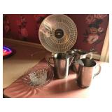 3 Water Pitchers, Heater and Decorative Glass